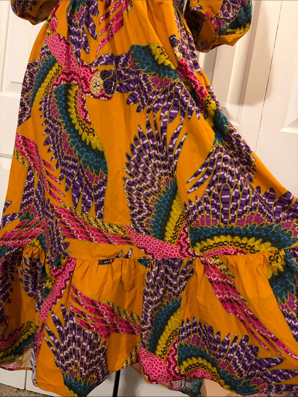 FARM Rio Beaded Macaws Midi Dress with Pink, Purple & Green Print - Picture 7 of 11